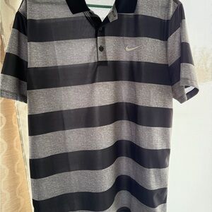 Nike Men's Polo Shirt with Black and Gray Stripes